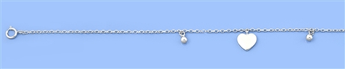 Silver Anklet - Hearts