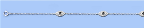 Silver CZ Anklet - Evil Eye