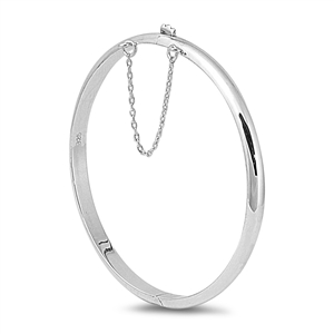 Silver Oval High Polish Bangle  -  5mm