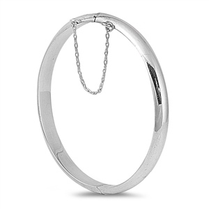 Silver Oval Polished Bangle Bracelet - 7mm