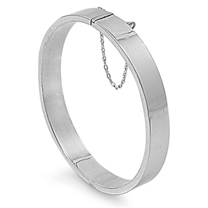 Silver Shape Rectangle Tube Bangle Bracelet