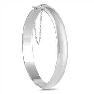 Silver Round Polished Bangle Bracelet - 9m