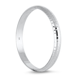 Silver Diamond Cut Bangle - 9mm