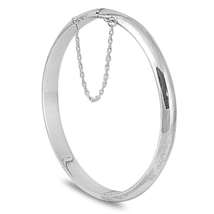 Silver Round Polished Bangle Bracelet - 7mm