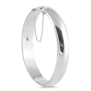 Silver Round Bangle Bracelet - 12mm