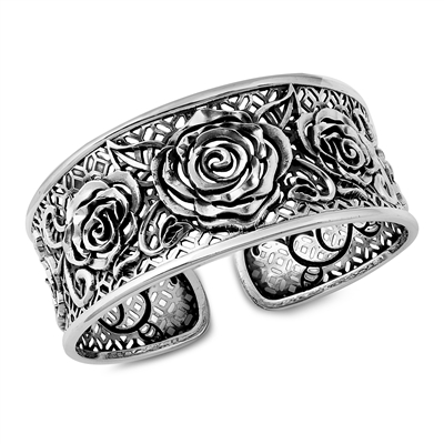 Silver Bangle Bracelet - Rose