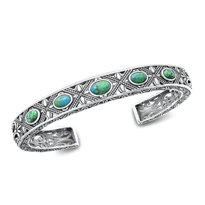 Silver Stone Bangle Bracelet