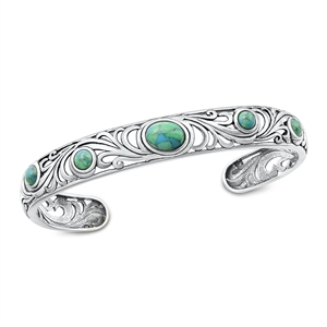 Silver Stone Bangle Bracelet