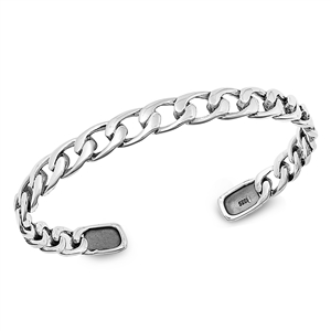 Silver Bangle Bracelet - Chain
