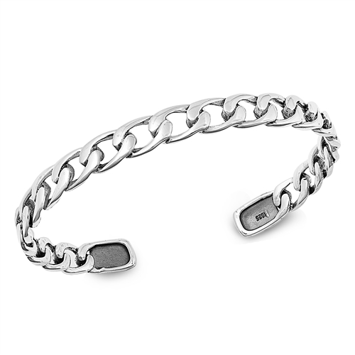 Silver Bangle Bracelet - Chain
