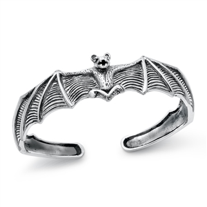 Silver Bangle Bracelet - Bat