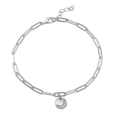 Silver CZ Bracelet - Moon Charm