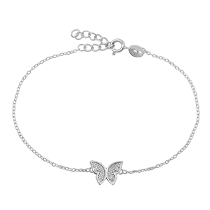 Silver CZ Bracelet - Butterfly