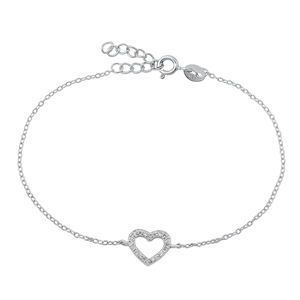 Silver CZ Bracelet - Heart