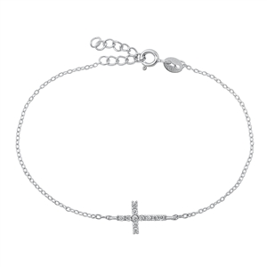 Silver CZ Bracelet - Cross