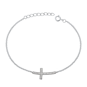 Silver CZ Bracelet - Cross