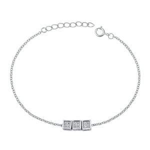 Silver CZ Bracelet - Dice