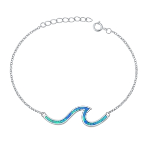 Silver Lab Opal Bracelet - Waves