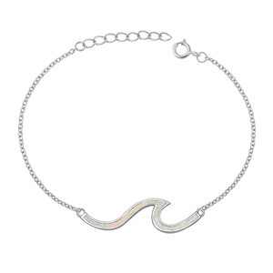 Silver Lab Opal Bracelet - Waves