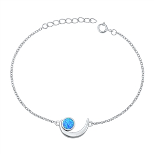 Silver Lab Opal Bracelet - Crescent Moon