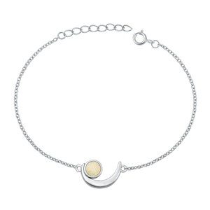 Silver Lab Opal Bracelet - Crescent Moon
