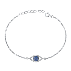 Silver CZ Bracelet - Evil Eye