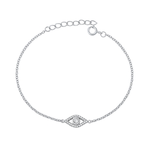 Silver CZ Bracelet - Evil Eye