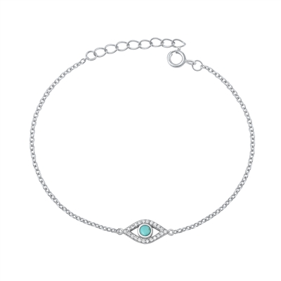 Silver CZ Bracelet - Evil Eye