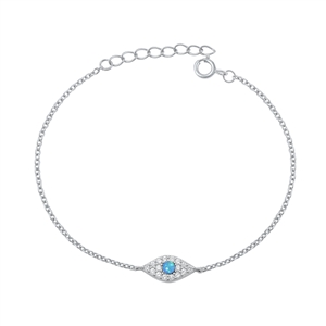 Silver CZ Bracelet - Evil Eye