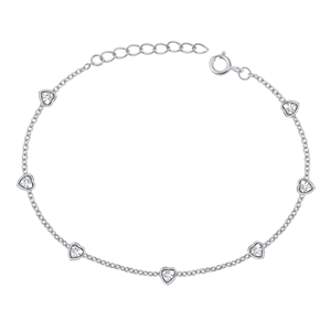 Silver CZ Bracelet - Heart