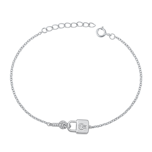 Silver CZ Bracelet - Lock & Key