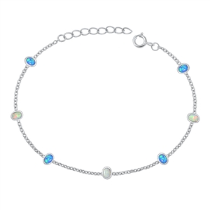 Silver Lab Opal Bracelet