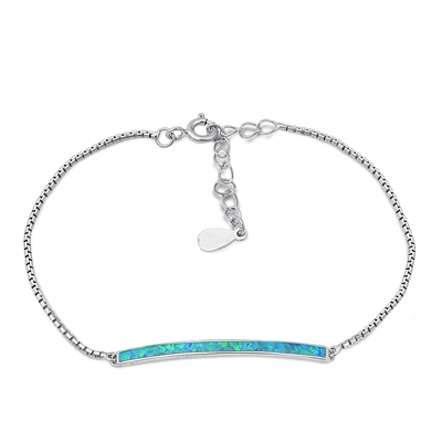 Silver Lab Opal Bracelet - Bar Bracelet