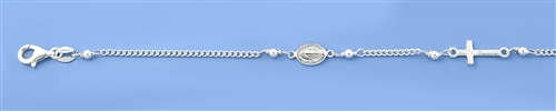 Silver Bracelet - Virgin Mary & Cross