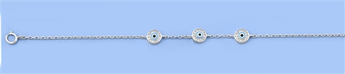 Silver CZ Bracelet - Evil Eye