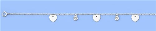Silver CZ Bracelet - Hearts
