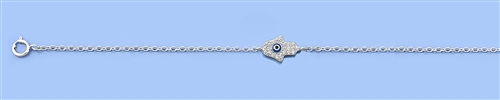 Silver CZ Bracelet - Hamsa & Evil Eye