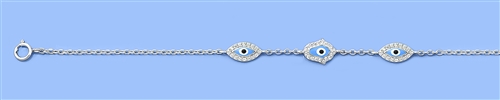 Silver CZ Bracelet - Hamsa & Evil Eye