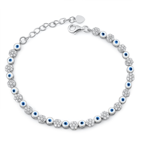 Silver CZ Bracelet - Evil Eye