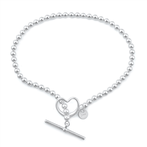 Silver Bead Bracelet - Heart