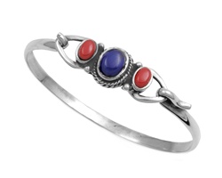 Silver Bangle Bracelet W/ Stone