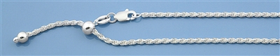Silver Adjustable Rope Chain  - 20"