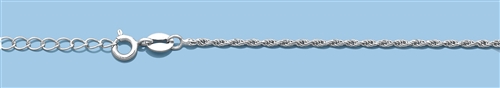 Silver Italian Chain - Rope 16" + 2"