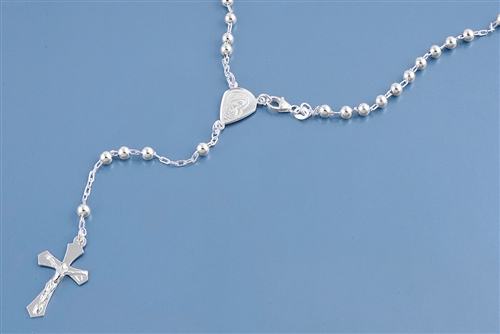 Silver Rosary Necklace - 4 mm