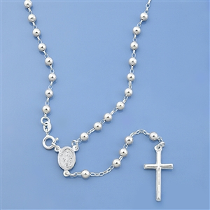 Silver Rosary Necklace - 4 mm