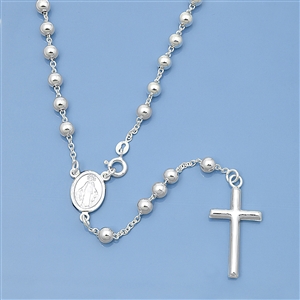 Silver Rosary Necklace - 5 mm
