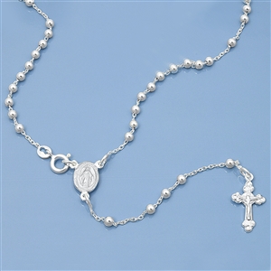 Silver Rosary Necklace - 3 mm