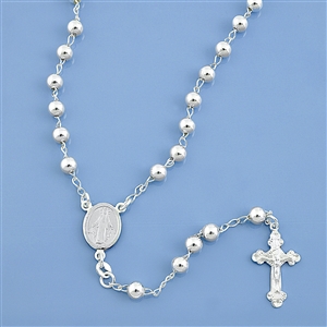 Silver Rosary Necklace - 5 mm