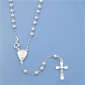 Silver Rosary Necklace - 4 mm