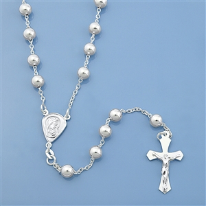 Silver Rosary Necklace - 6 mm